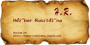 Héber Ruszlána névjegykártya